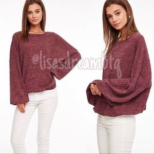 NWT Oversized Long Sleeve Ribbed Sweater with Balloon Sleeves
